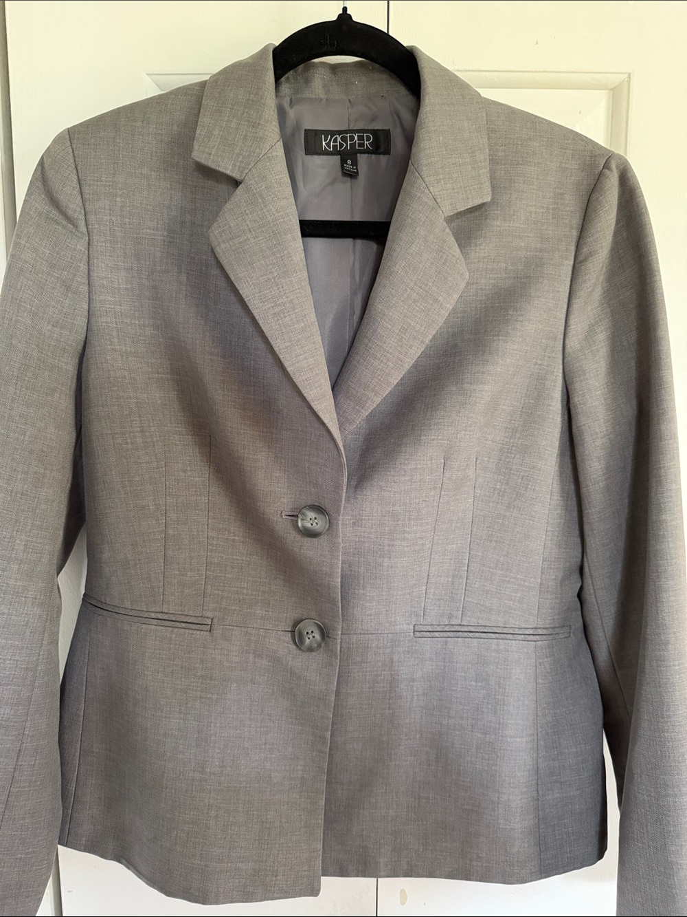 Kasper Light Gray Two-Button Women's Blazer